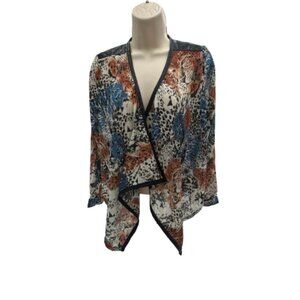 36 Point 5 Open Front Leather Trim Top - Size Medium